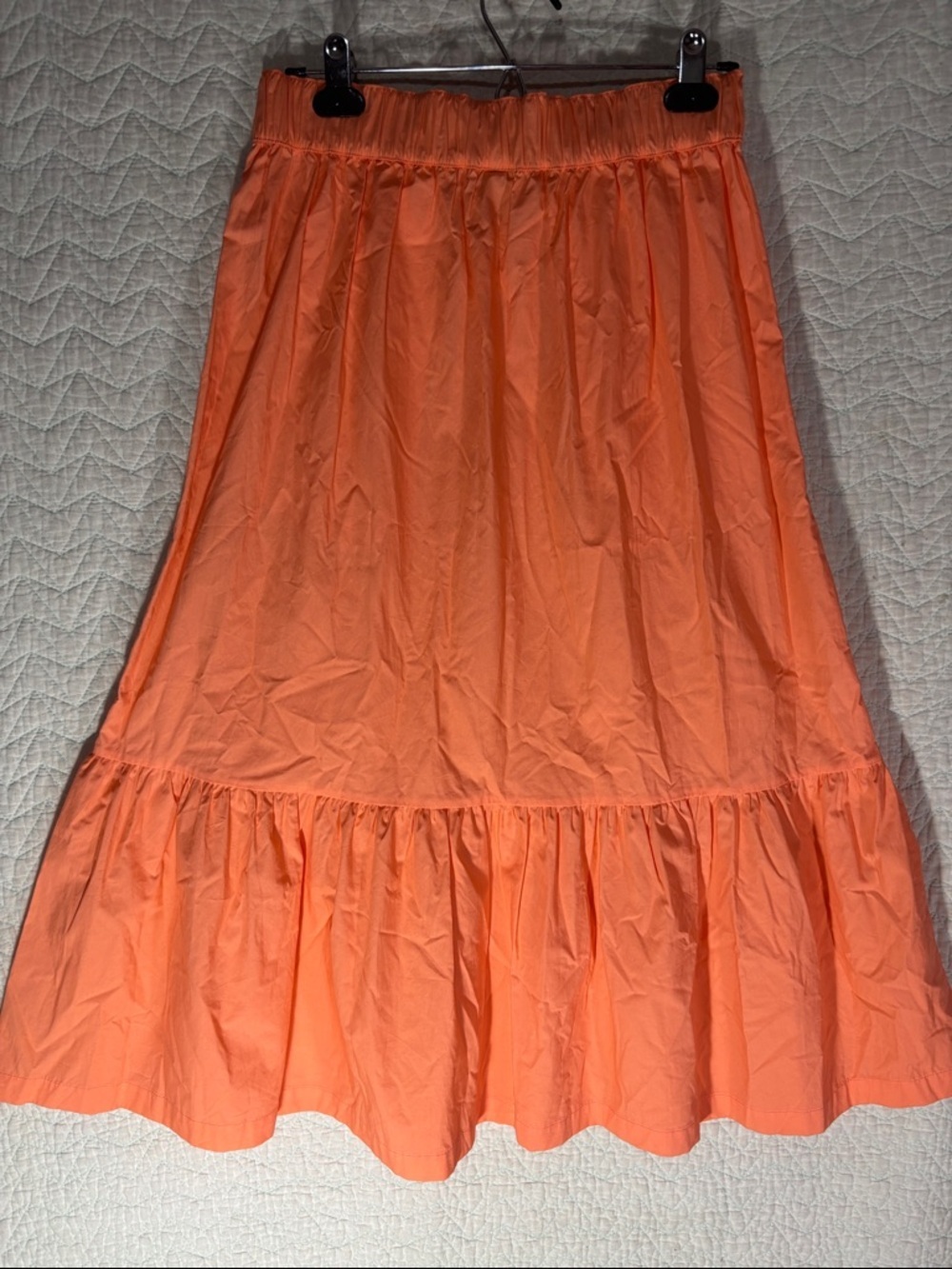a new day Bright Coral Tiered Maxi Skirt prairie boho modest romantic cotton - Picture 5 of 6